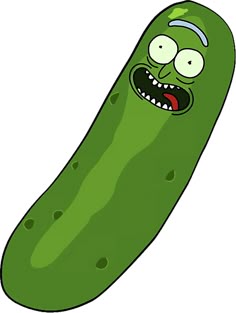 a cartoon pickle with an angry look on its face
