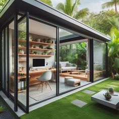 Transform your garden into the perfect workspace with our top garden office ideas! Create a stylish garden office to work from home Small Garden Office, Garden Office Ideas, Rooftop Terrace Design, Backyard Studio, Conceptual Architecture, Office Pods, Backyard Office, Outdoor Office, Home Office Bedroom