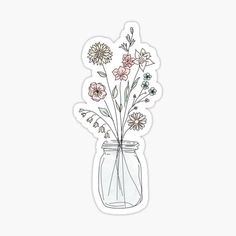 a sticker with flowers in a mason jar