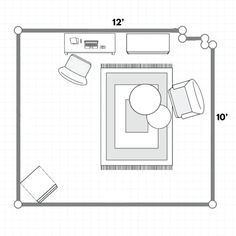 an overhead view of a living room with furniture