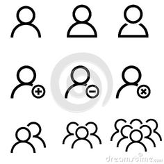 people icon set in black and white
