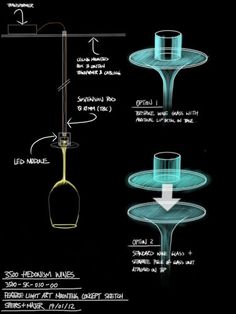 the diagram shows how to make an upside down wine glass holder with a bottle in it