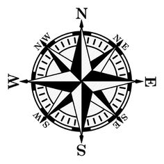 a black and white compass on a white background