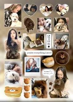 a collage of photos with dogs and cats in them, including the words you're everything i need
