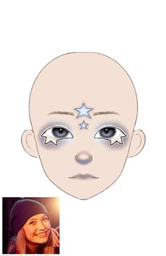 Moondrop Makeup, Moondrop Makeup Fnaf, Moon Face Makeup, Star Makeup Ideas, How To Do Star Makeup, Sun And Moon Clown Makeup, Moon Clown Makeup, Star Makeup Tutorial, Moon Face Paint