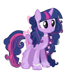 a pony with long black hair and pink manes