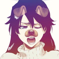 an anime character with black hair and big ears