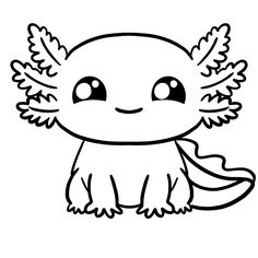 a cute little creature with wings on it's head and eyes, outlined in black ink