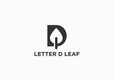the letter d leaf logo is black and white