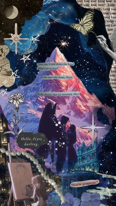 the collage is made up of many different images and words, including an image of people