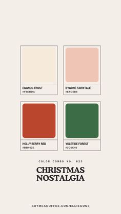 the color scheme for christmas nostalgica is shown in three different colors, including red
