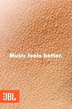 an advertisement with the words music feels better on it's back and bottom half