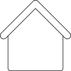 the outline of a house is shown in black and white, with a long roof