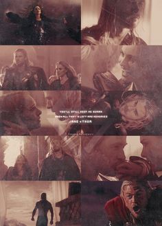 the movie poster for avengers age of ultrone, which features many different scenes