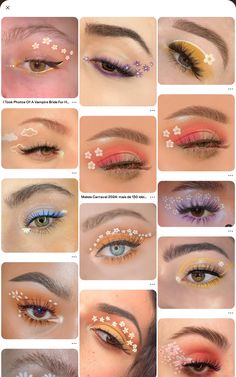 ❤❤ Daisy Flower Makeup, Flower Inspired Makeup, Easter Eye Makeup, Floral Makeup Looks, Simple Flower Makeup, Flower Eye Makeup Looks, Floral Eyeshadow, Eyeshadow Flowers, Flower Eyeshadow