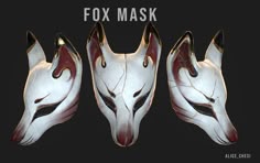 Fox Mask Design, Kitsune Mask Reference, Fox Mask Art, Kitsune Masks, Kitsune Mask Design Ideas, Fox Mask Character Design, Fox Mask Character, Kitsune Mask Design, Colorful Fox Mask Design
