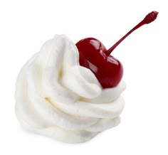 Cherry White Background, Whip Cream With Cherry On Top, Cherry On Whipped Cream, Whipped Cream White Background, Whipped Cream Icon, Cherry Cupcake Png, Cutecore Food Png, Cutecore Food Icons, Dessert With White Background