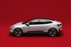 a white car on a red background