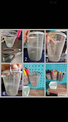 the instructions for how to use a basket as a pen holder and pencils in it
