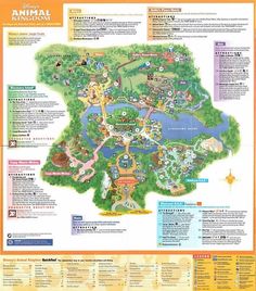 This image is a map of Disney's Animal Kingdom theme park from 2003. The map details the park layout including various themed lands, attractions, animal exhibits, dining locations, and show stages. It's a colorful illustration featuring Disney characters and iconic park landmarks.