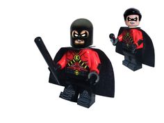 the lego batman movie character is holding a bat