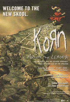 a movie poster for korn, featuring children climbing the ladders to get up