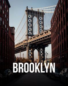 the brooklyn bridge in new york city, ny is shown with text overlaying it
