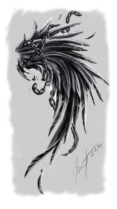 a black and white drawing of a dragon's head with long, sharp claws