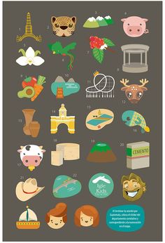 an illustrated poster with different types of animals and things to see in the pictures on it
