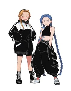 Jinx Outfits Fanart, Jinx And Ekko Matching Outfits, Jinx Modern Outfit, Jinx Casual Outfit, Jinx Modern Fanart, Casual Jinx Fanart, Jinx Lux Fanart, Lux And Jinx Fanart, Jinx Modern Au