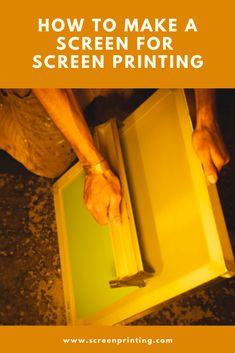 a person holding a knife over a screen with the words how to make a screen for screen printing