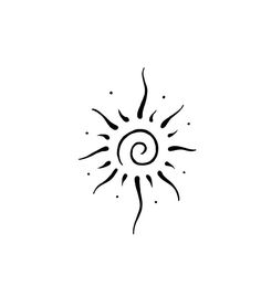 a black and white drawing of the sun