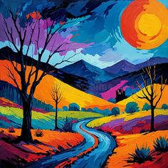 Colorful Abstract Landscape Painting stock image