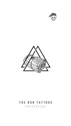 the bob tattoos logo is shown in black and white, with an image of a roll of