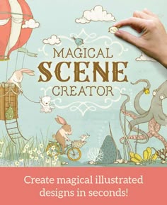 a hand holding up a book cover with an image of animals in the background