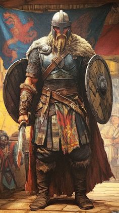 Viking Archer, Germanic Warrior, Norsca Warrior, Fantasy Norse Warrior, Viking Warriors Norse Shield, Norse Viking Warrior Art, Viking Warrior Painting, Viking With Shield, Viking Warrior Shield