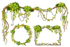 a set of green vines and frames