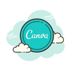 the word canva on top of a blue cloud