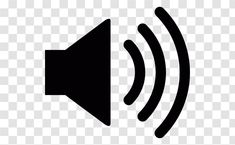 a black and white sound icon with an arrow pointing to the left on a transparent background