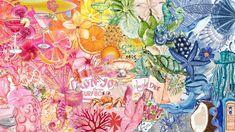 a painting with many different colors and designs