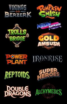 some type of logos that are all different colors