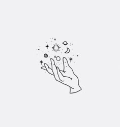 two hands holding something with stars and moon in the sky
