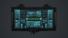 a computer monitor with multiple screens on it's face and hands holding the screen