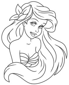 the little mermaid from disney's princess ariel coloring page with her hair in waves