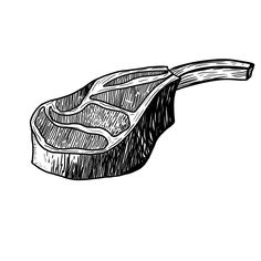 a black and white drawing of a piece of meat