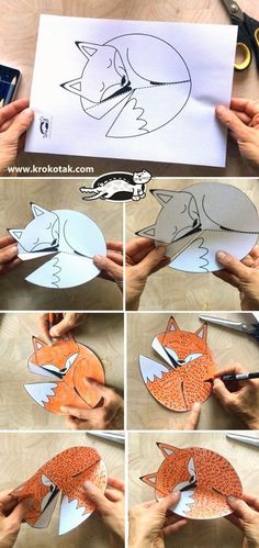 how to make an easy paper fox craft for kids with pictures and text on it