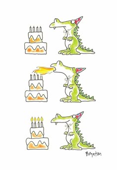 an image of birthday cake with dinosaurs on it and candles in the shape of letters
