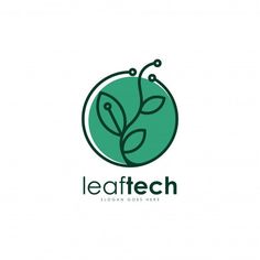the leaf tech logo is green and has leaves on it, as well as letters that read