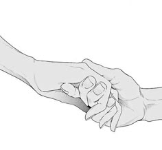two hands are holding each other while one holds the other's hand in black and white