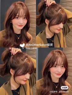 Model Poni Korea, Layer Curtain Bangs Haircut, Korean High Layered Haircut, Think Hairstyles, Korean Bangs With Long Hair, Korean Style Haircut For Women, Long Layered Haircuts With Wispy Bangs, Korean Hairstyle With Bangs, Curtain Bangs Square Face Shape